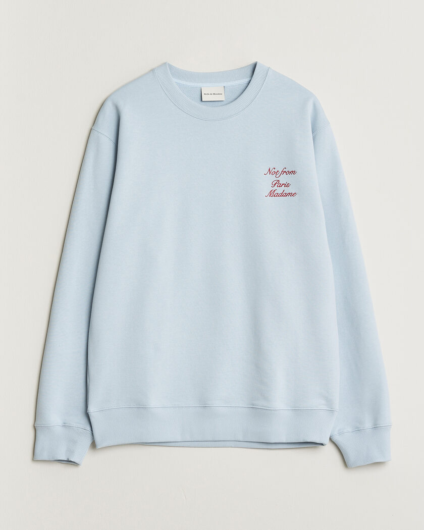 Drôle de Monsieur Slogan Cursive Sweatshirt Light Blue – Blauw