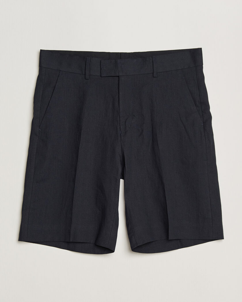 Tiger of Sweden Troy Pleated Linen Shorts Midnight Blue – Bleu