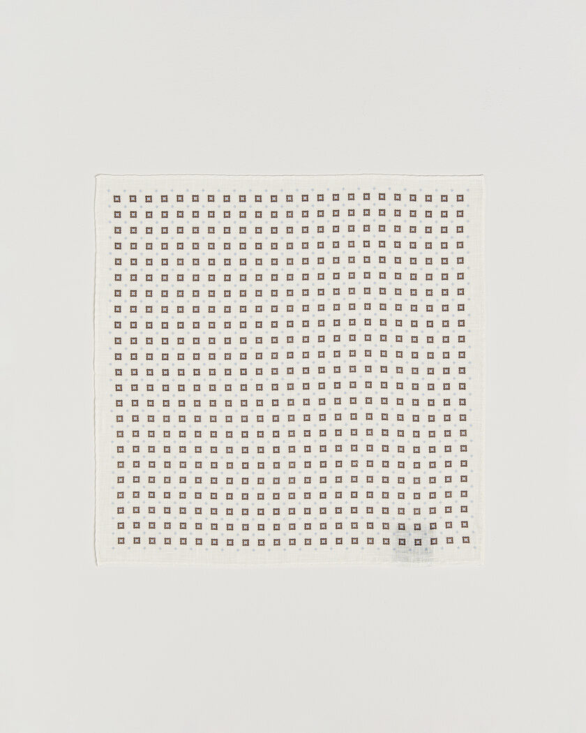 Amanda Christensen Linen Medallion Pocket Square Cream – Wit