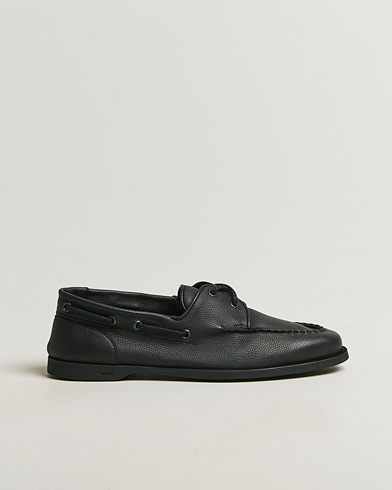 John Lobb Foil Boat Shoes Black Grain – Noir