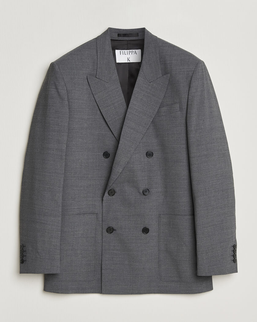 Filippa K Michael Wool Pinstriped Double Breasted  Blazer Mid Grey – Grijs