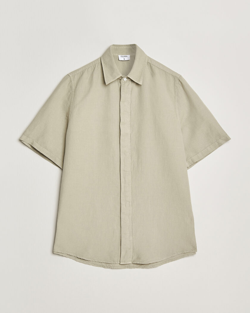 Filippa K Cotton/Linen Short Sleeve Shirt Light Green – Vert