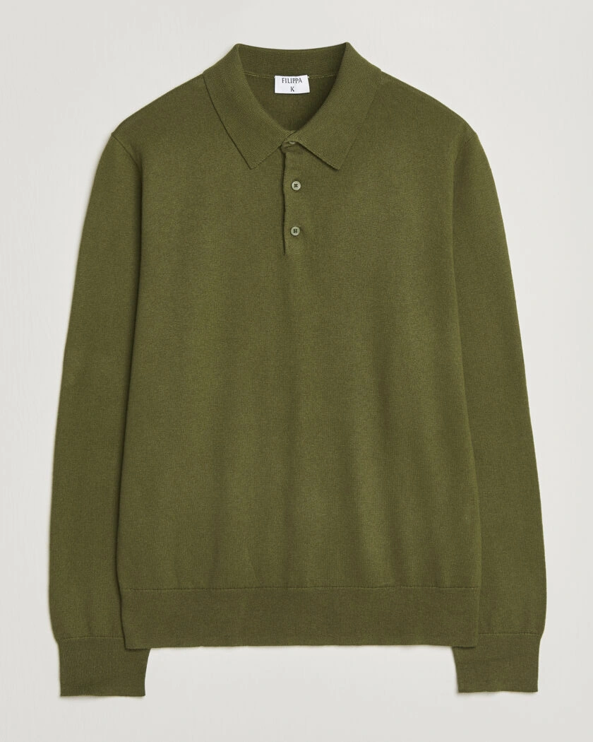Filippa K Knitted Polo Shirt Laurel Green – Vert