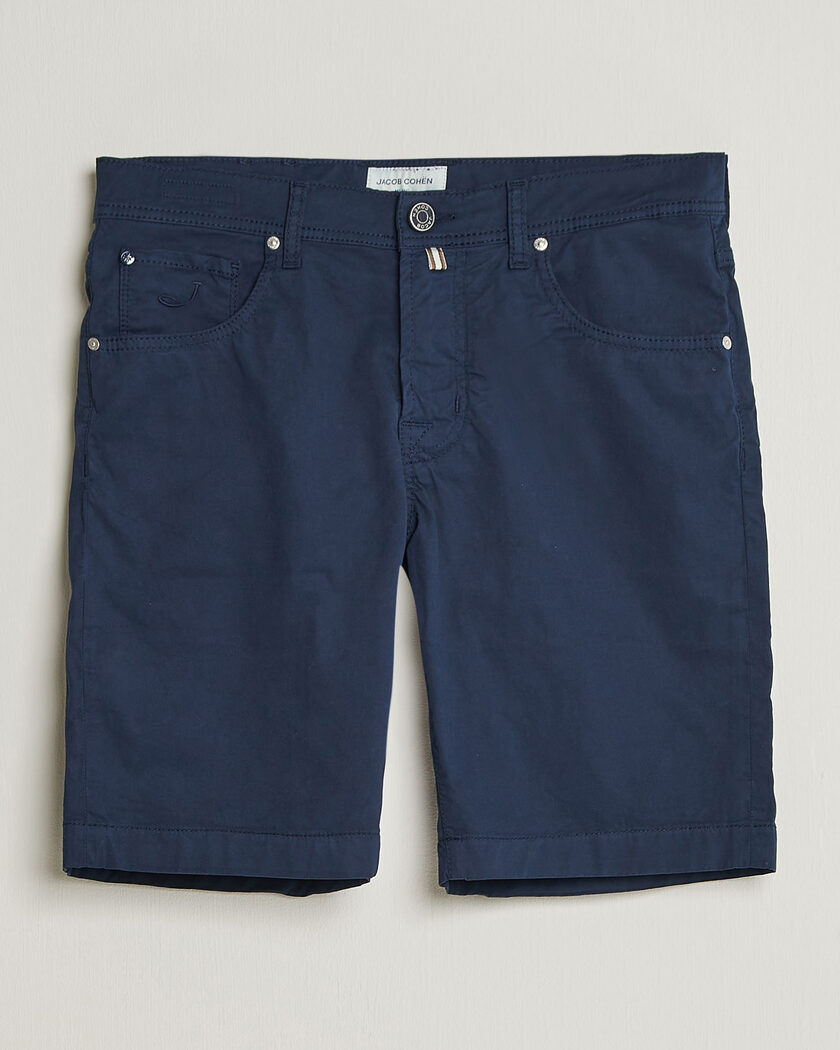 Jacob Cohën Nicolas Cotton Gabardine Shorts Navy – Bleu