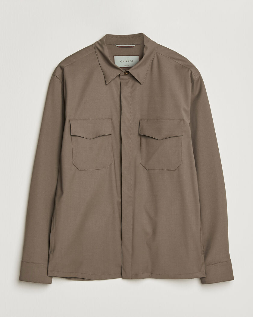 Canali Travel Wool Overshirt Brown – Bruin
