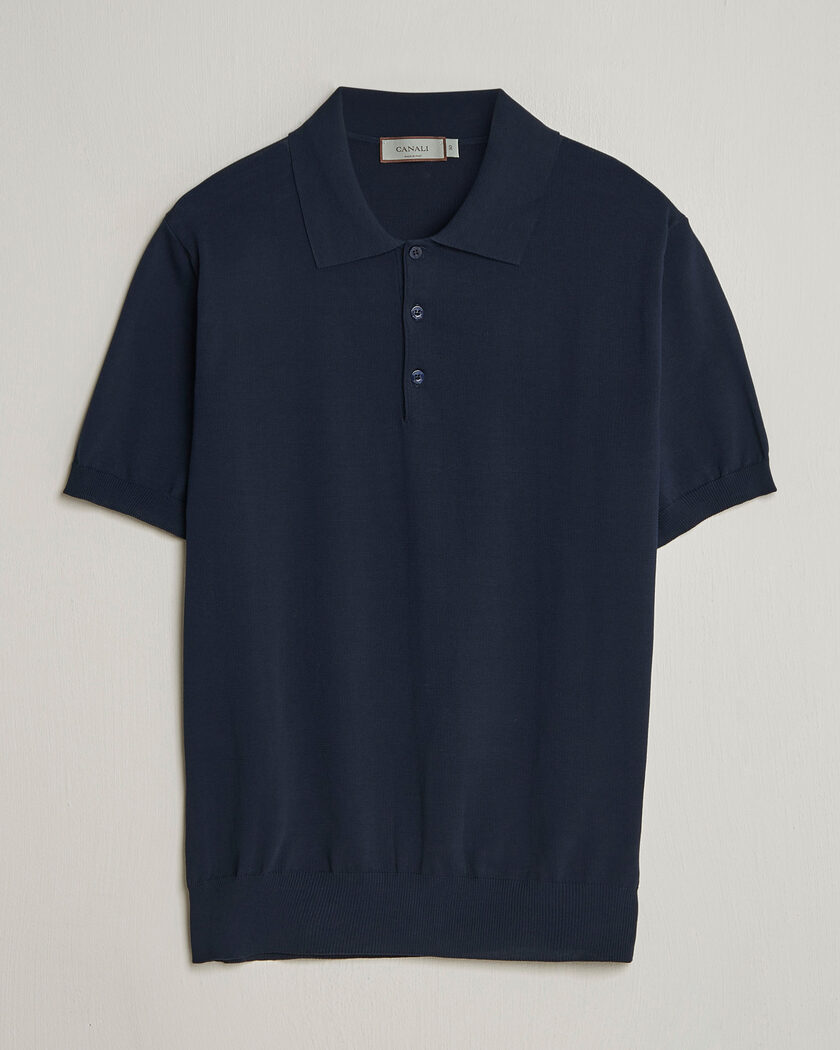 Canali Cotton Short Sleeve Polo Navy – Blauw