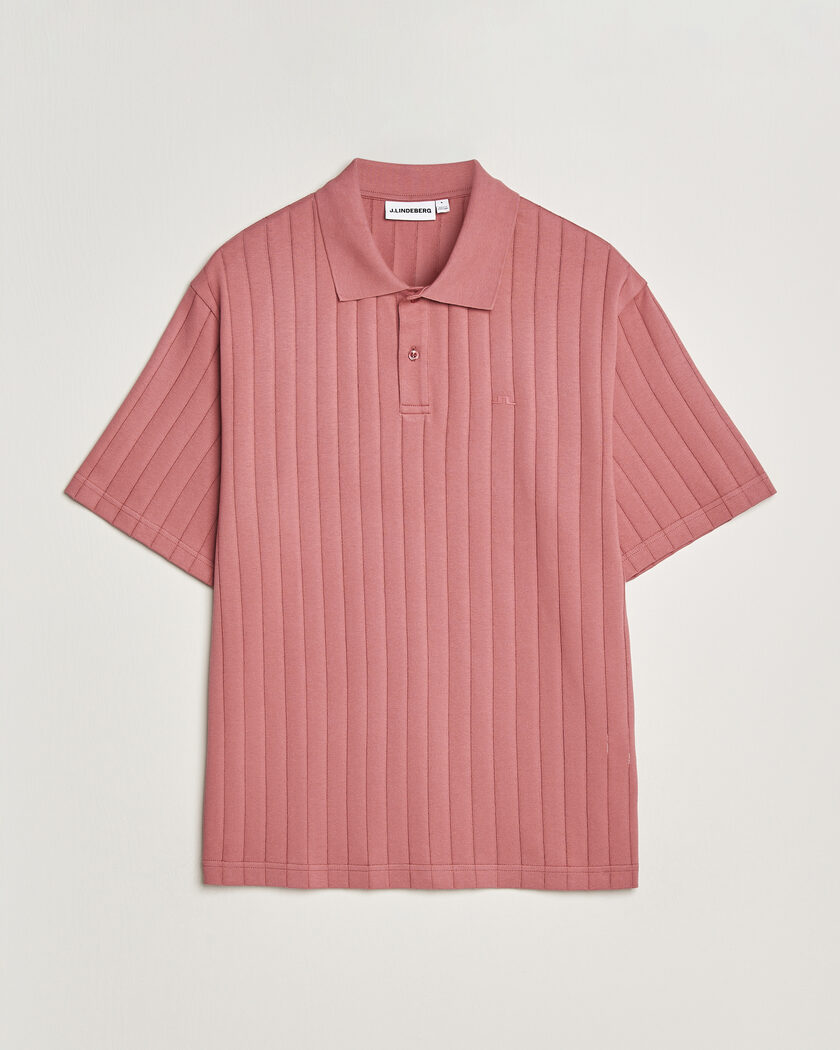J.Lindeberg Simon Striped Polo Withered Rose – Rouge