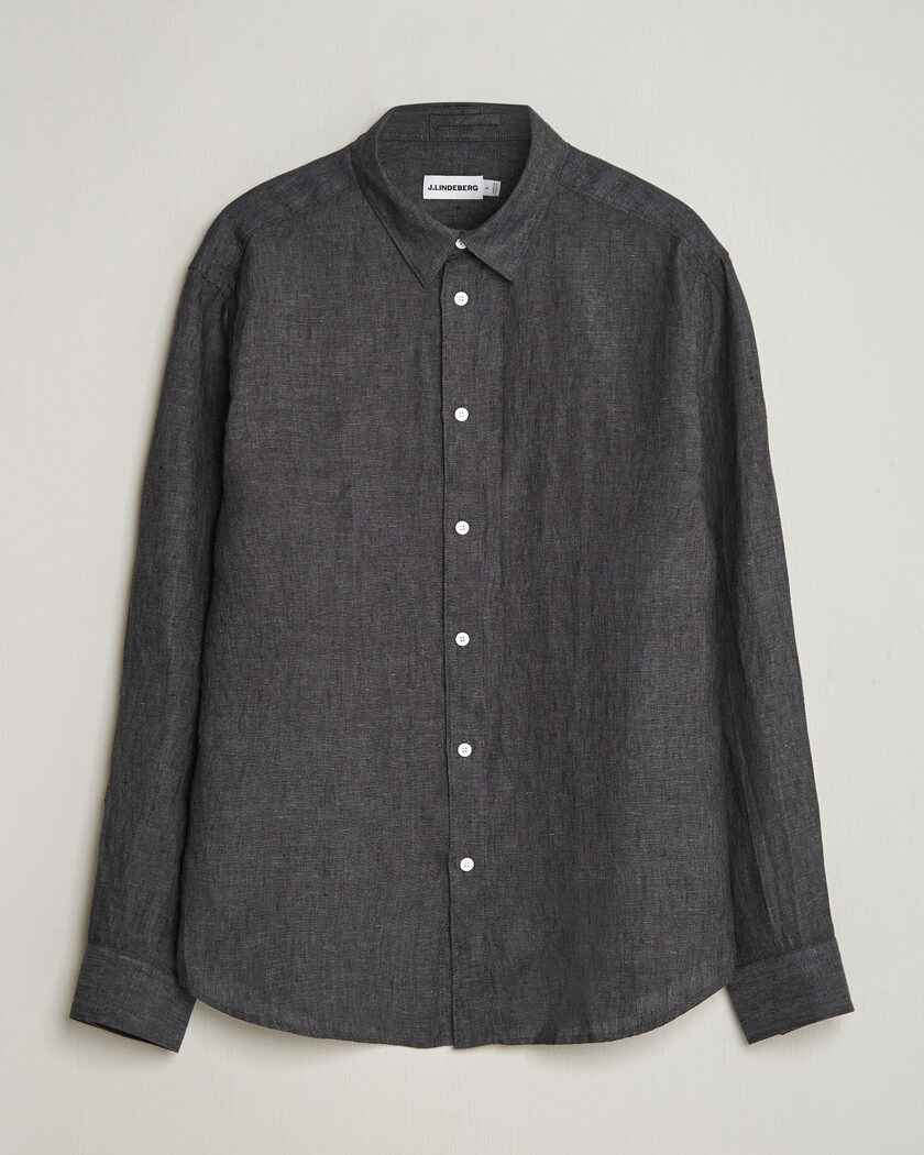 J.Lindeberg Marlon Linen Melange Shirt Black – Zwart