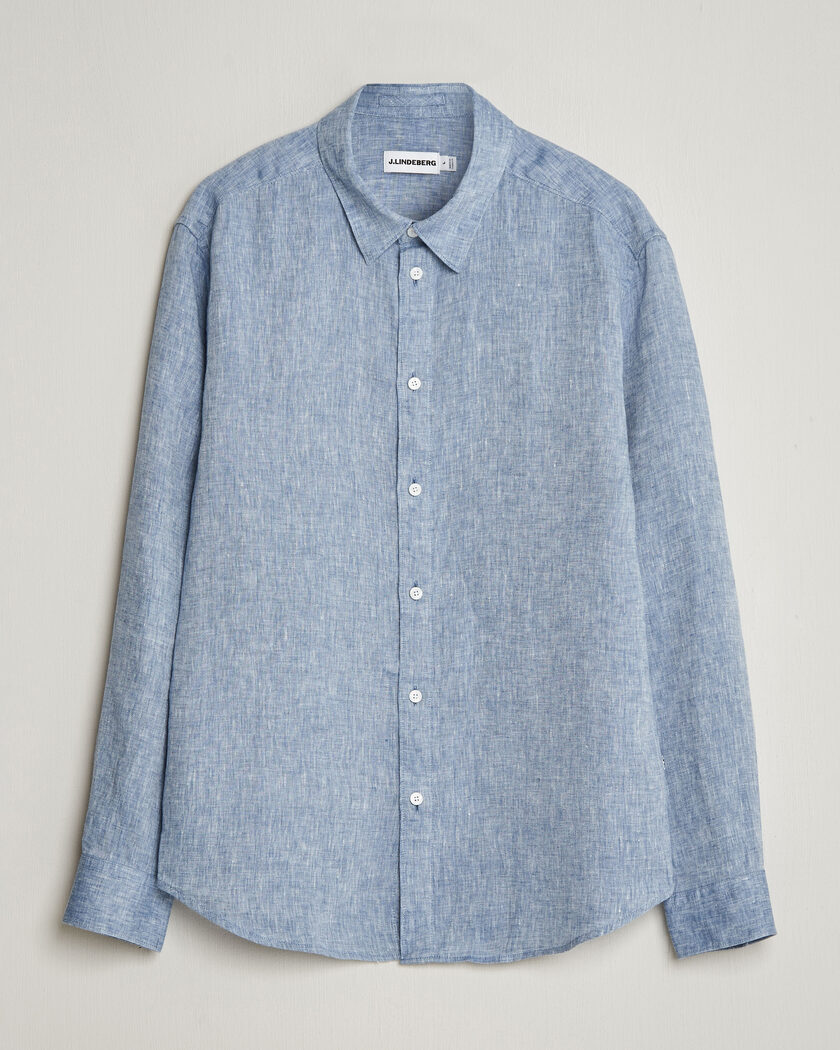 J.Lindeberg Marlon Linen Melange Shirt Federal Blue – Bleu