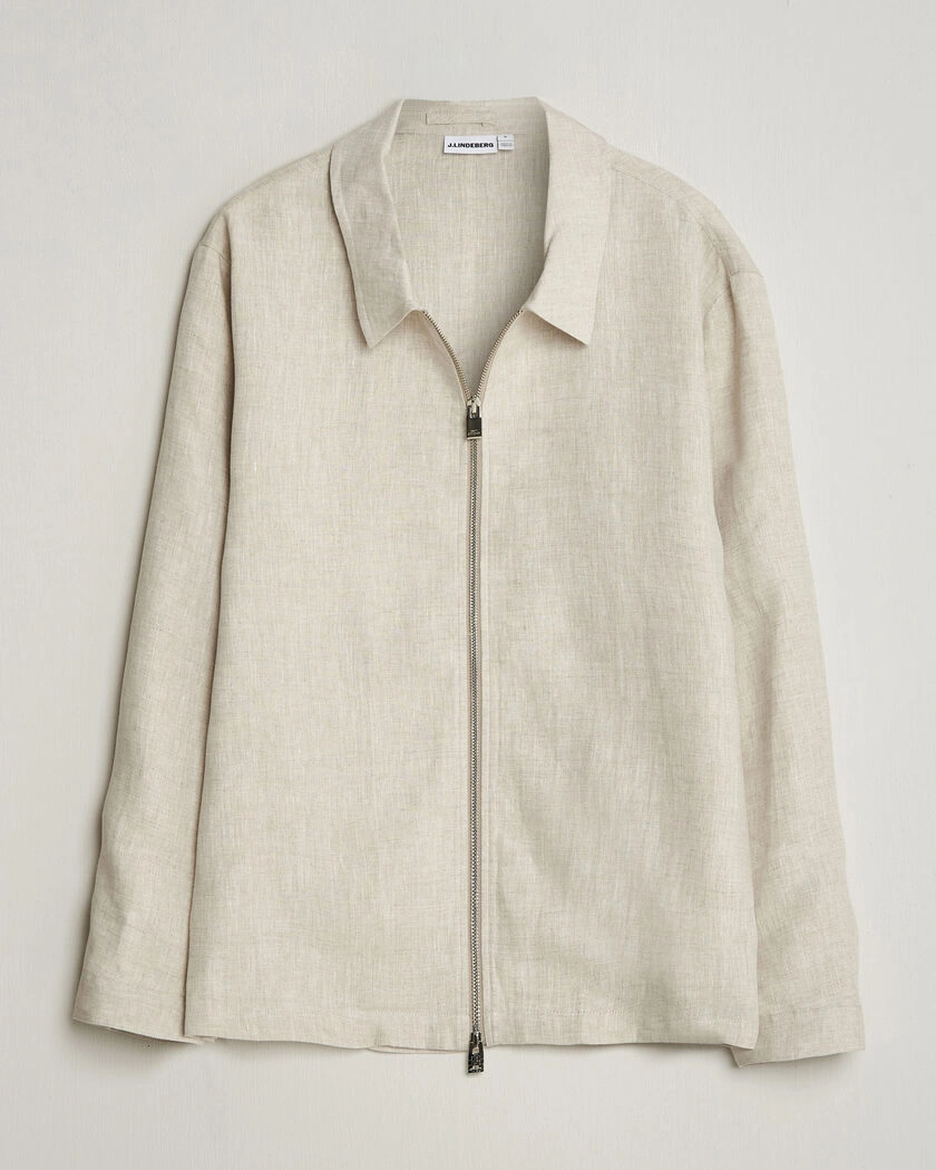 J.Lindeberg Julius Drape Linen Overshirt Moonbeam – Beige