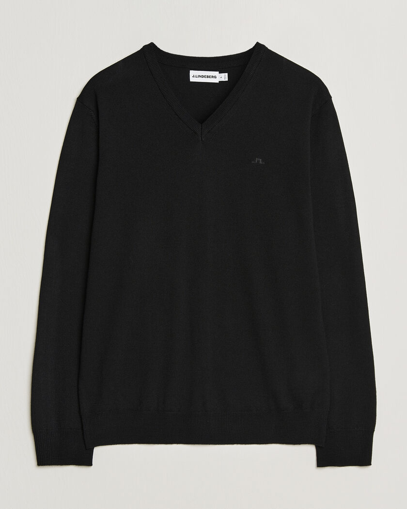 J.Lindeberg Lymann Merino V-Neck Pullover Black – Zwart