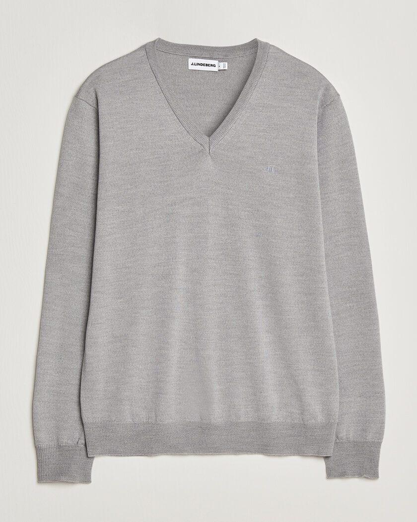 J.Lindeberg Lymann Merino V-Neck Pullover Light Grey Melange – Gris