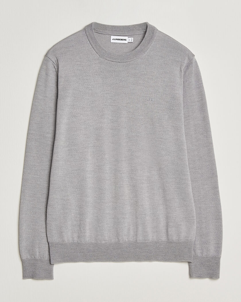 J.Lindeberg Keane Merino Crew Neck Pullover Light Grey Melange – Gris