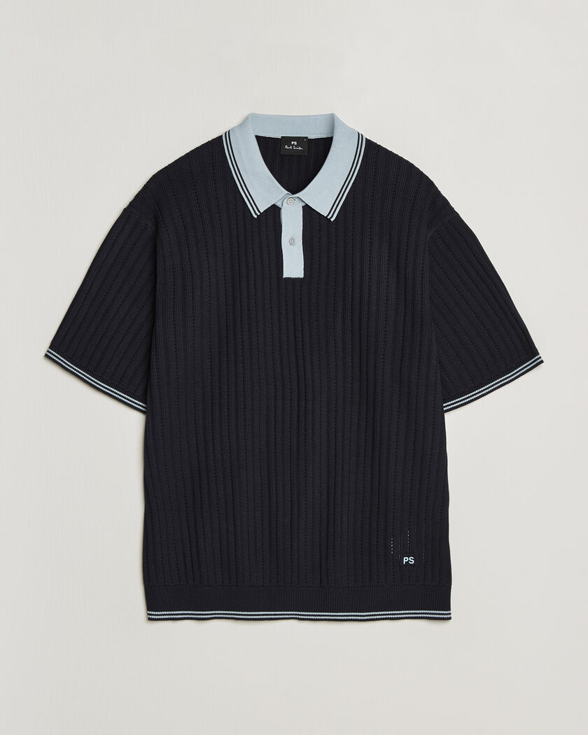 PS Paul Smith Cotton Knitted Polo Navy – Blauw