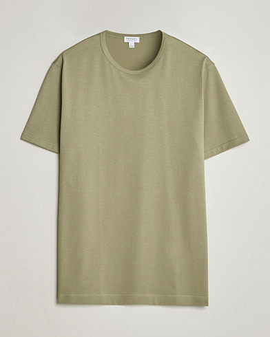 Sunspel Crew Neck Q82 Cotton T-Shirt Pistachio – Groen