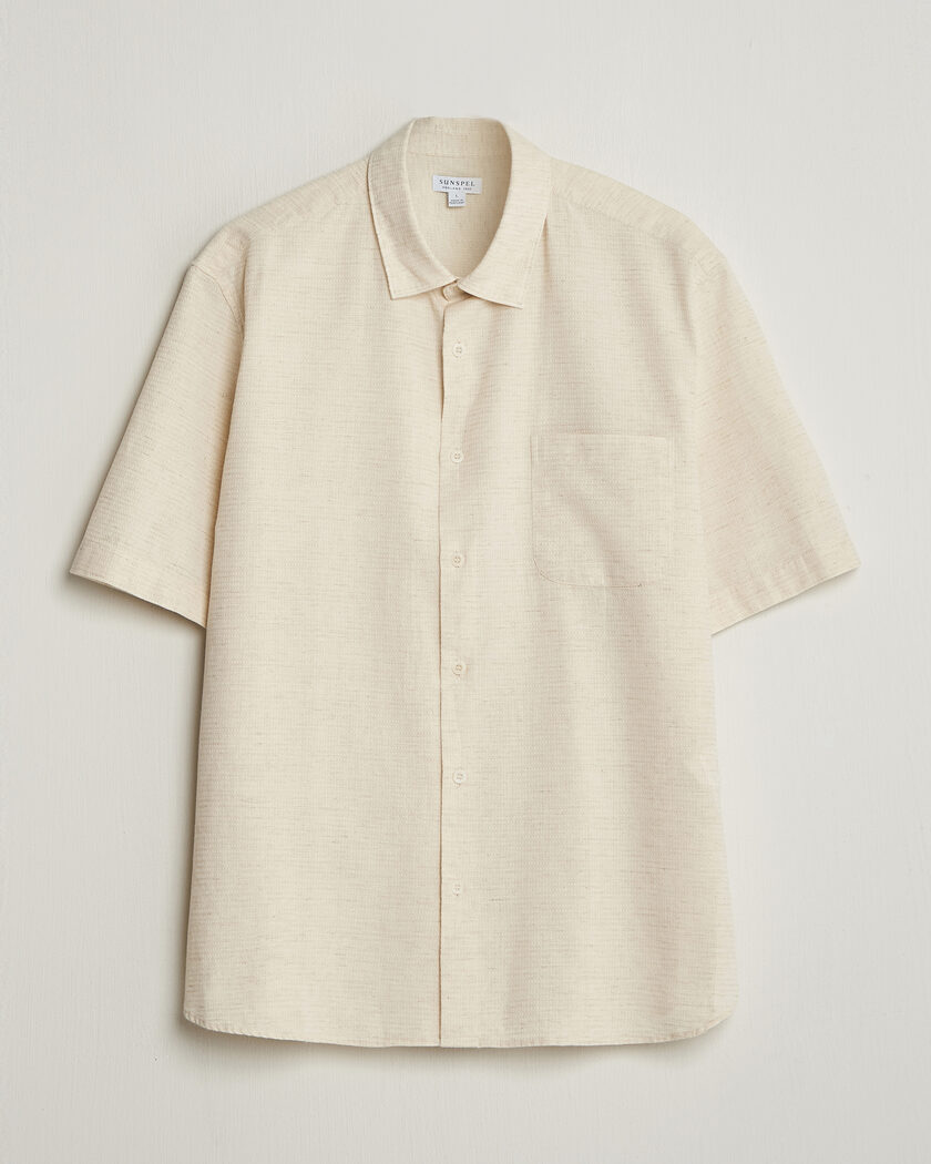 Sunspel Natural Texture Linen Shirt Ecru – Wit