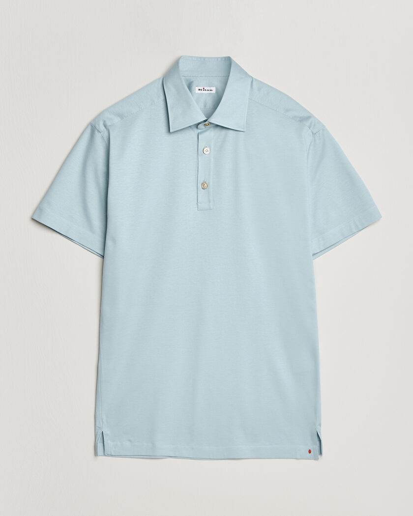 Kiton Short Sleeve Jersey Polo Sky Blue – Bleu