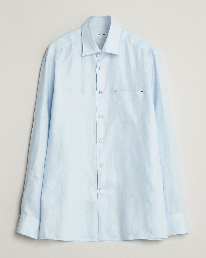Kiton Linen Sport Shirt Light Blue – Blauw