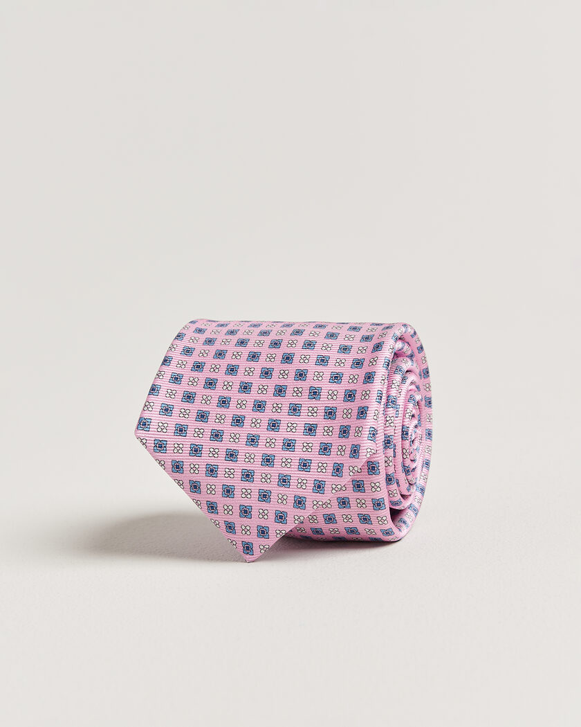 Kiton Printed Flower Silk Tie Pink – Roze