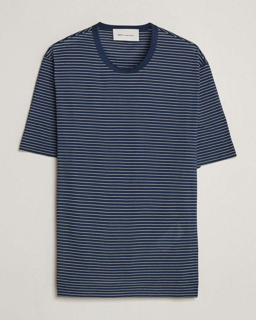 AMI Striped T-Shirt Navy/White – Blauw
