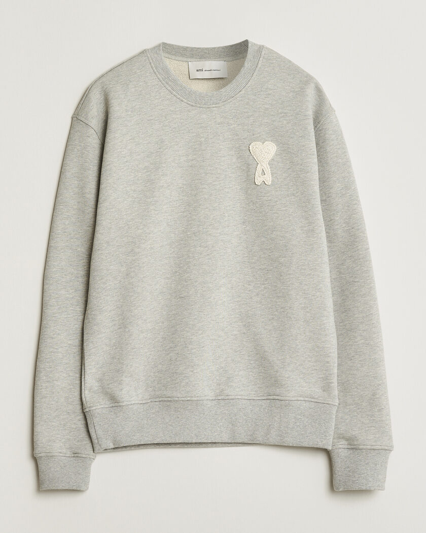 AMI Knitted Heart Logo Sweatshirt Grey Melange – Grijs
