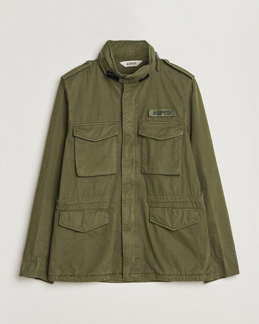 Aspesi Washed Cotton Field Jacket Military – Groen