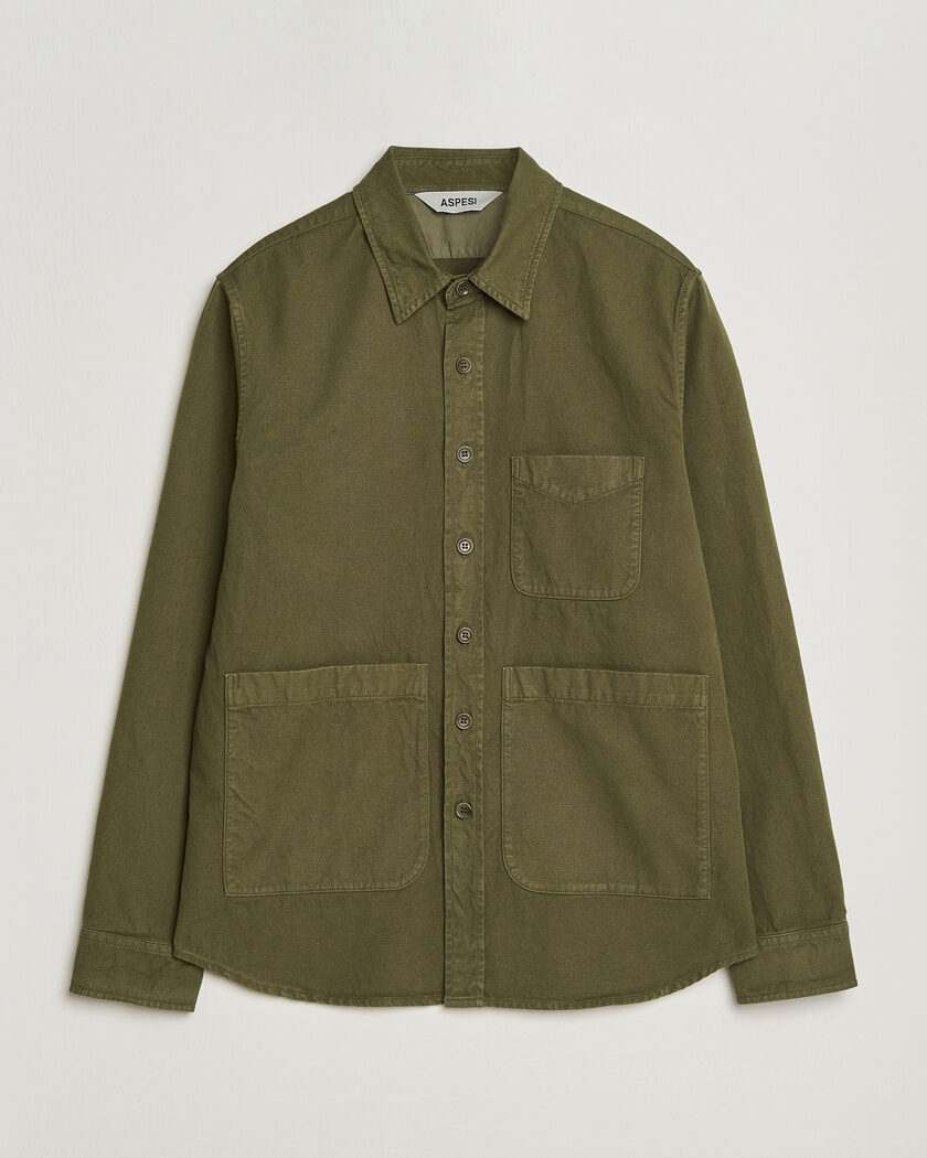 Aspesi Garment Dyed Utility Shirt Military – Groen