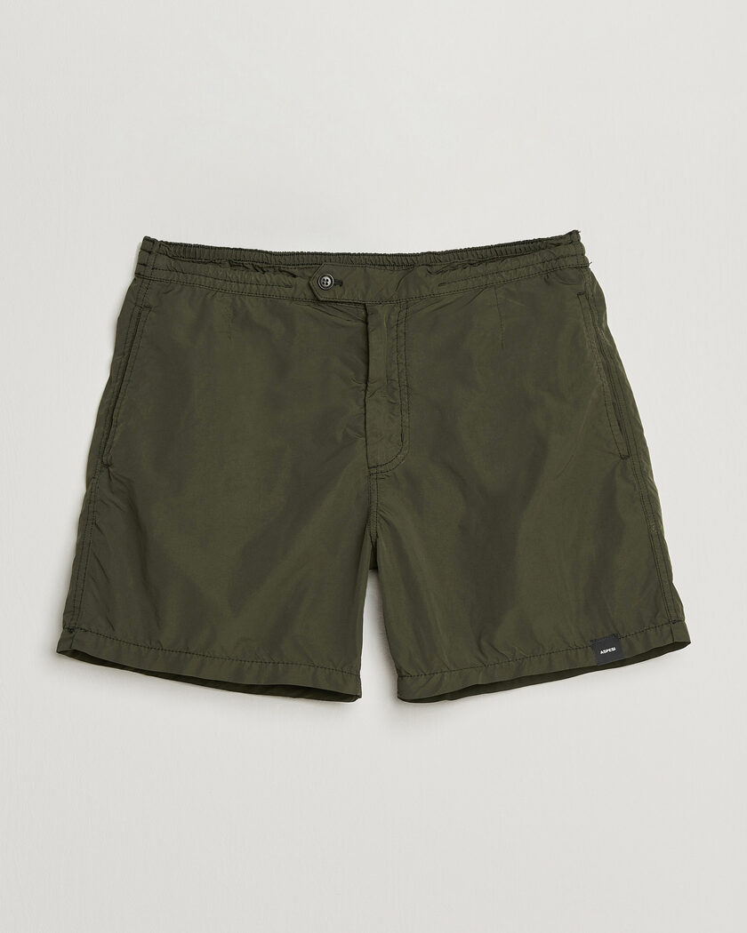 Aspesi Caprese Nylon Swim Trunks Military – Vert