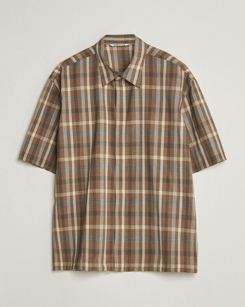 Auralee Tropical Wool Half Sleeve Shirt Brown Check – Marron