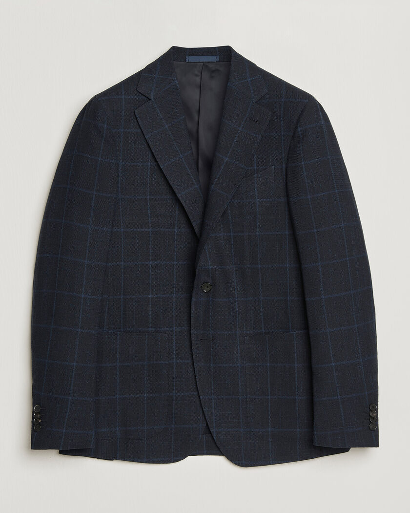 Caruso Aida Wool Hopsack Blazer Navy Check – Blauw