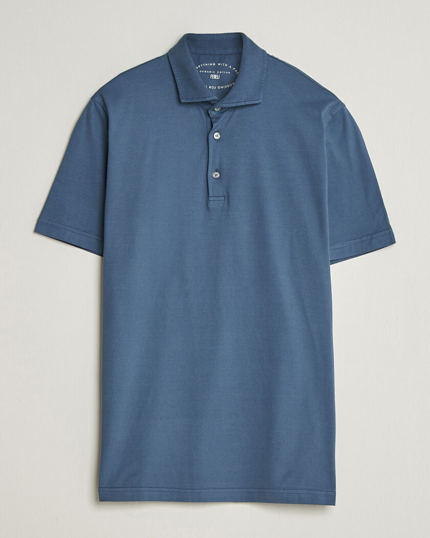 Fedeli Zero Organic Cotton Polo Steel Blue – Blauw