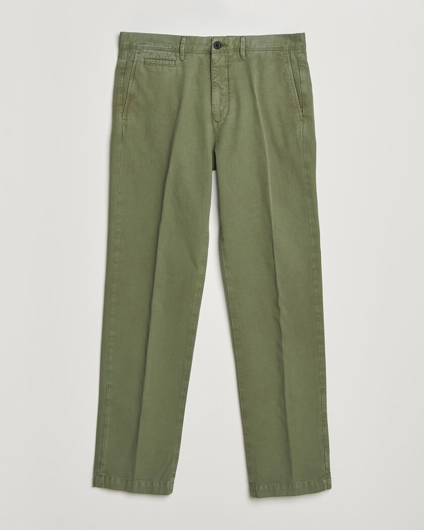 Incotex Regular Fit Cotton/Linen Slacks Military – Groen