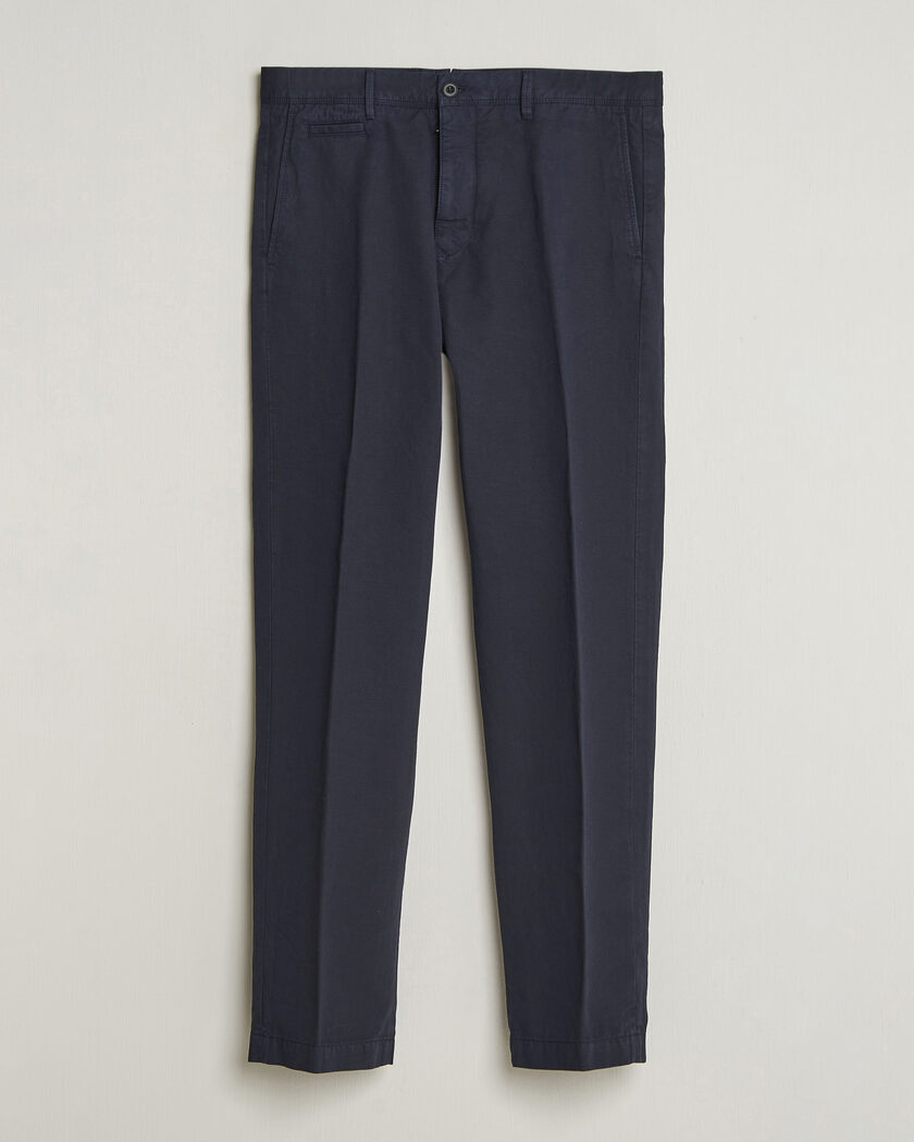 Incotex Regular Fit Cotton/Linen Slacks Navy – Blauw