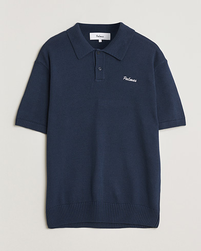 Palmes Cotton Knit Polo Navy – Bleu