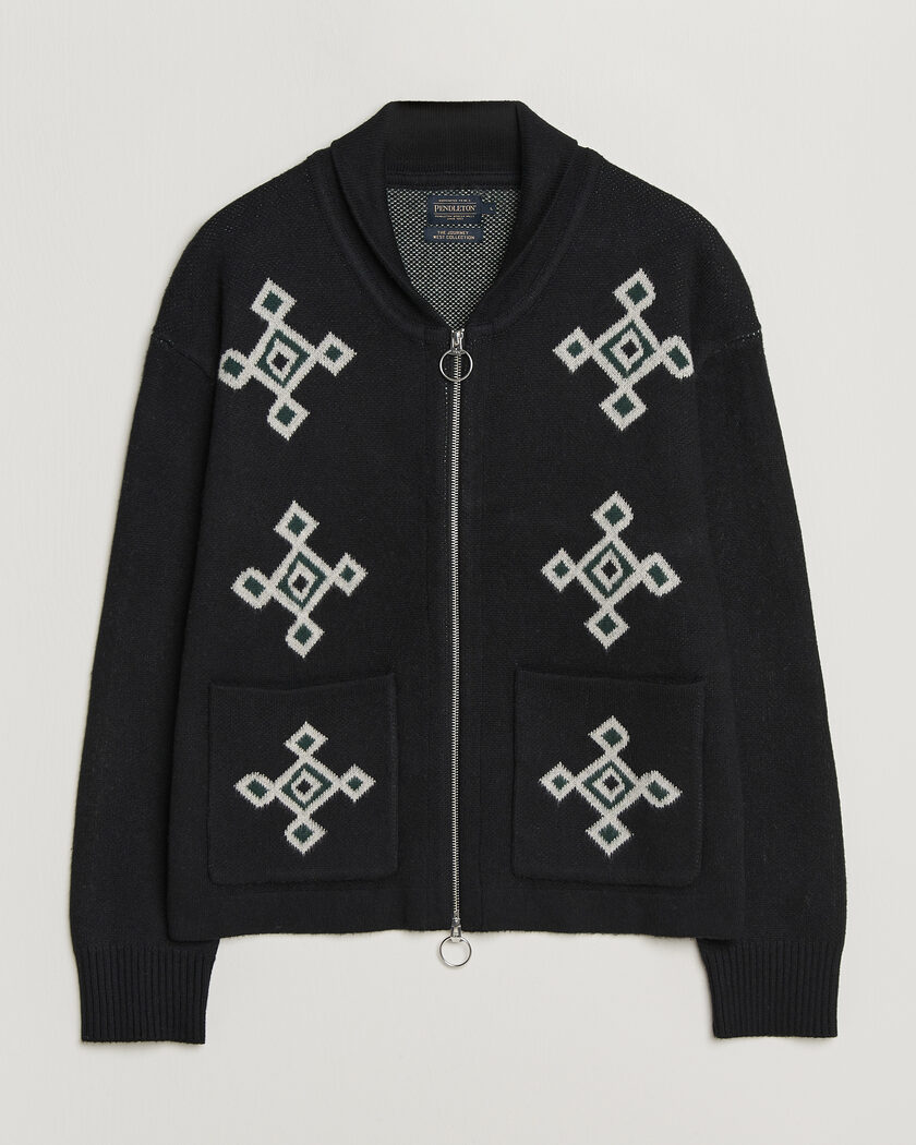 Pendleton Jacquard Motif Zip Cardigan Midnight – Noir