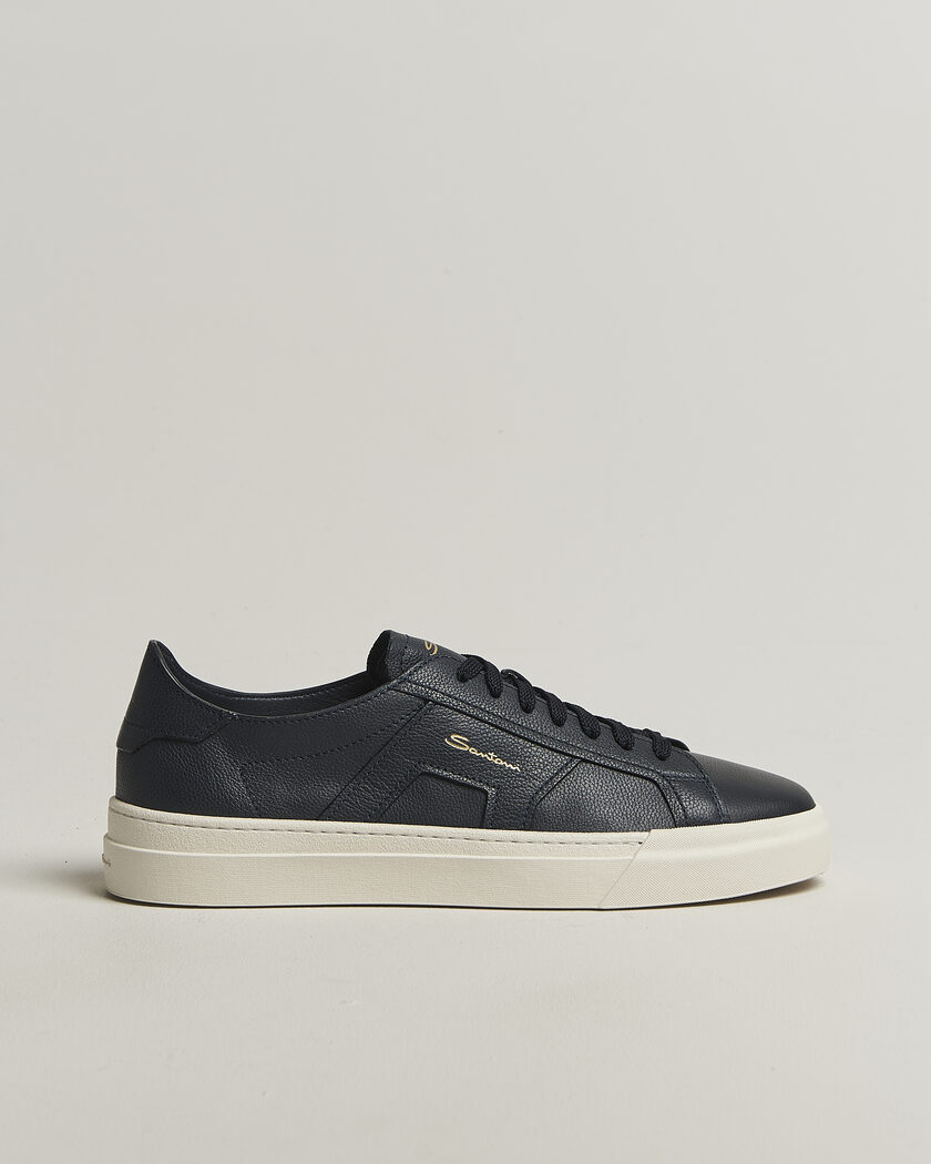 Santoni Double Buckle Sneakers Navy Calf – Blauw