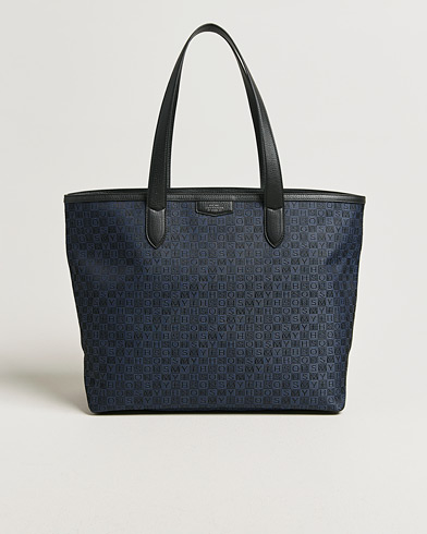 Smythson Canvas Stamp Tote Navy – Blauw