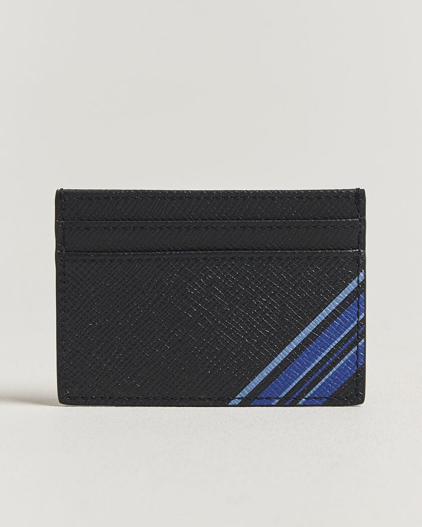 Smythson Panama Flat Cardholder  Navy – Blauw