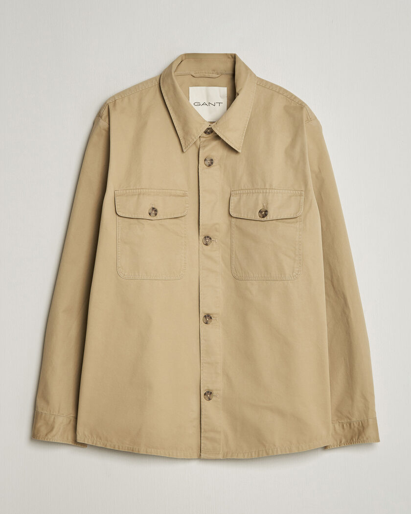 GANT Regular Fit Cotton Twill Overshirt Woody Beige – Beige