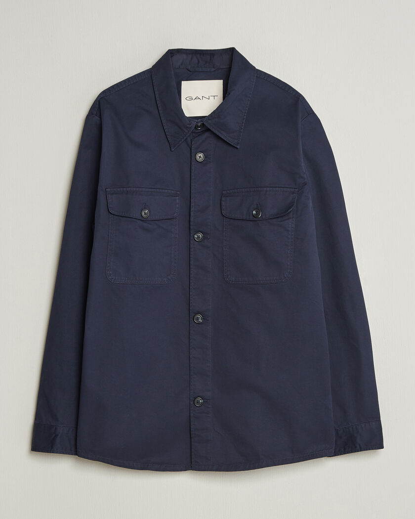 GANT Regular Fit Cotton Twill Overshirt Evening Blue – Blauw