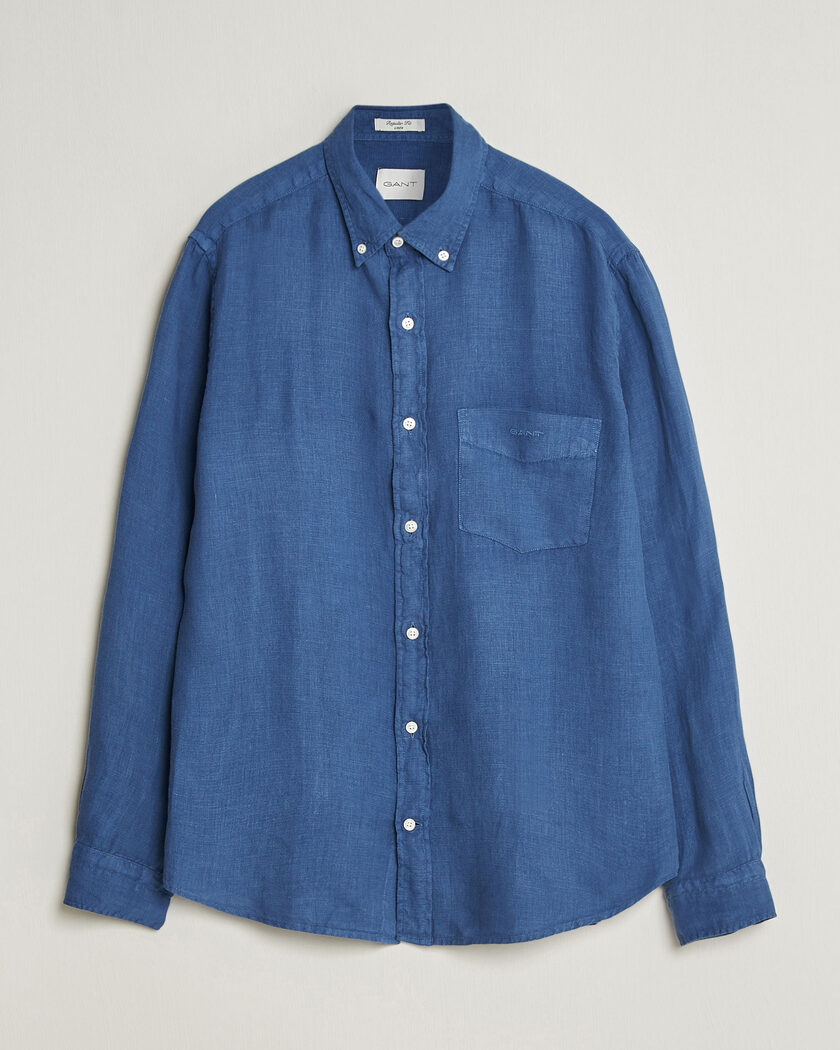 Gant Regular Fit Garment Dyed Linen Shirt Vintage Blue – Blauw