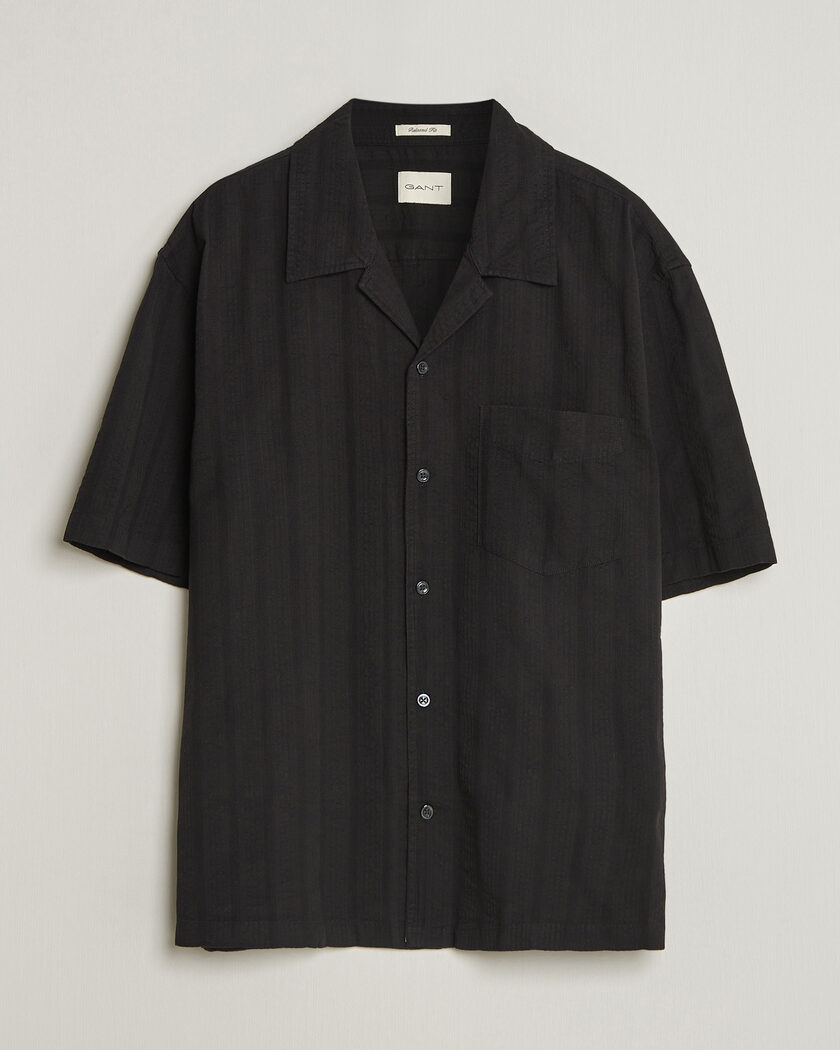 Gant Relaxed Fit Dobby Striped Camp Shirt Black – Noir