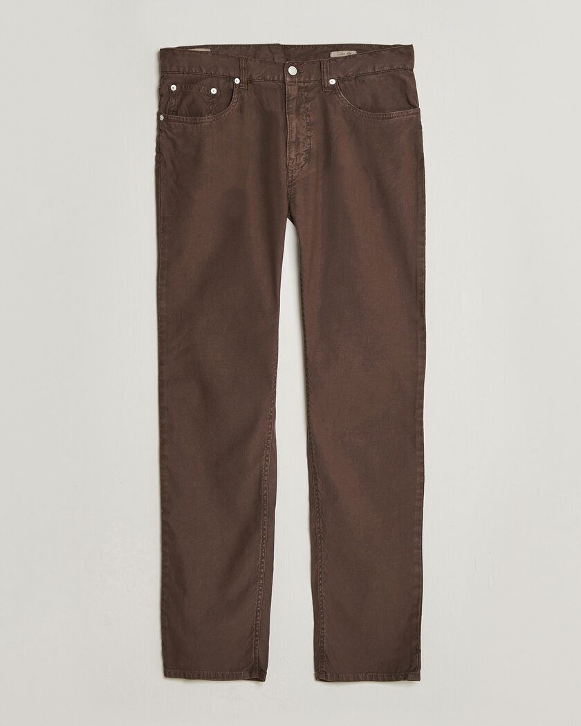 Gant Slim Fit Cotton/Linen 5-Pocket Pants Rich Brown – Marron