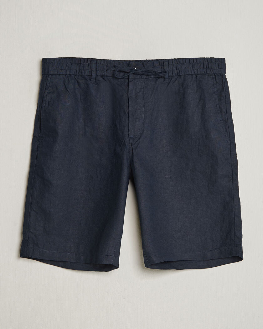 GANT Regular Fit Linen Drawstring Shorts Evening Blue – Bleu