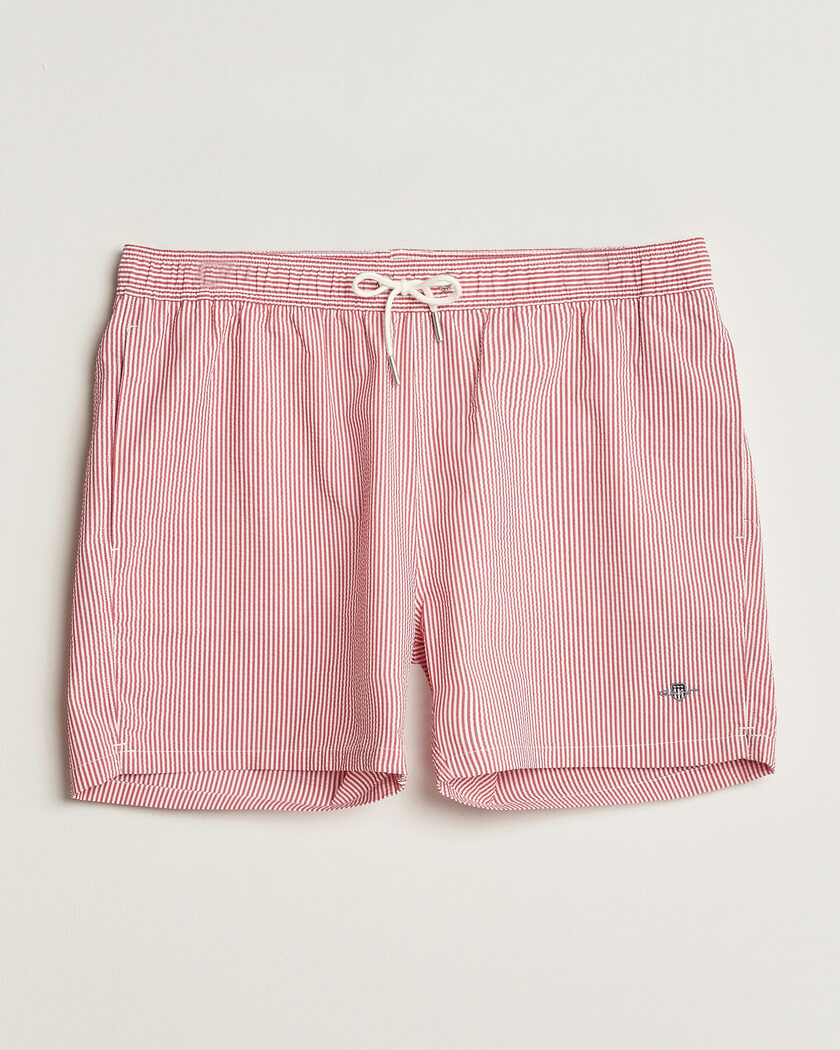 Gant Seersucker Striped Swimshorts Rose Red – Rouge
