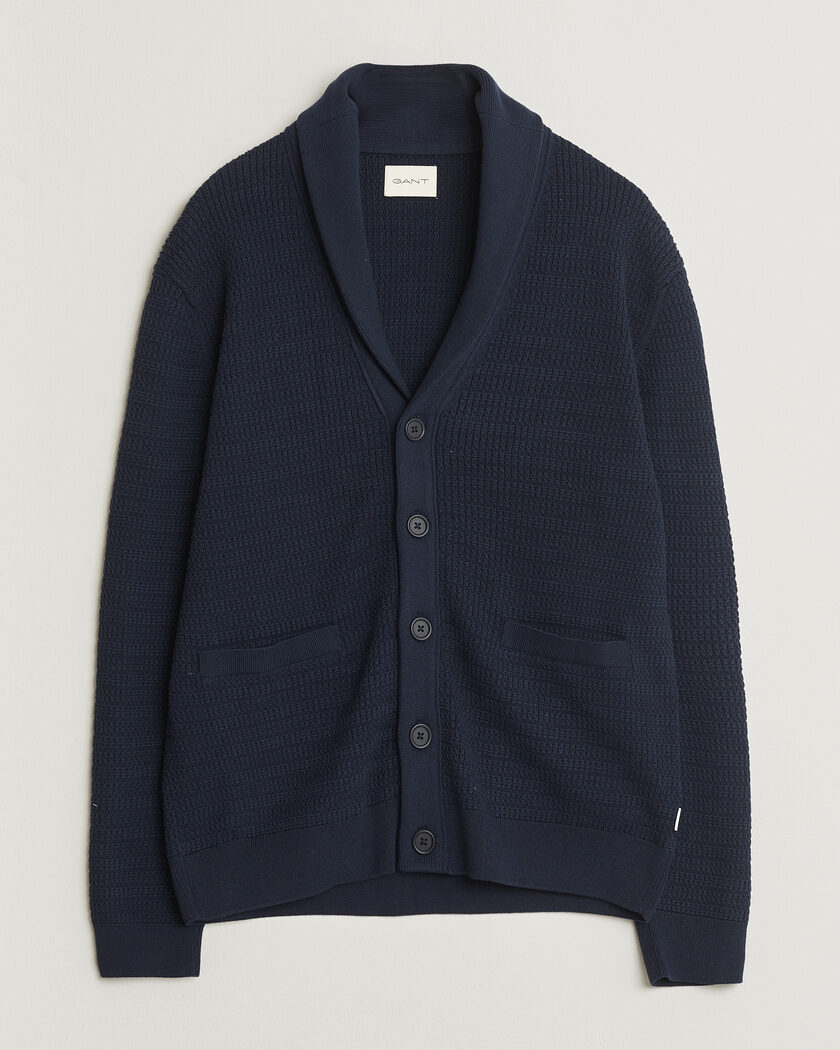 Gant Heavy Knitted Shawl Collar Cardigan Evening Blue – Bleu