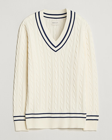 Gant Cotton Cable Cricket Sweater Cream – Wit