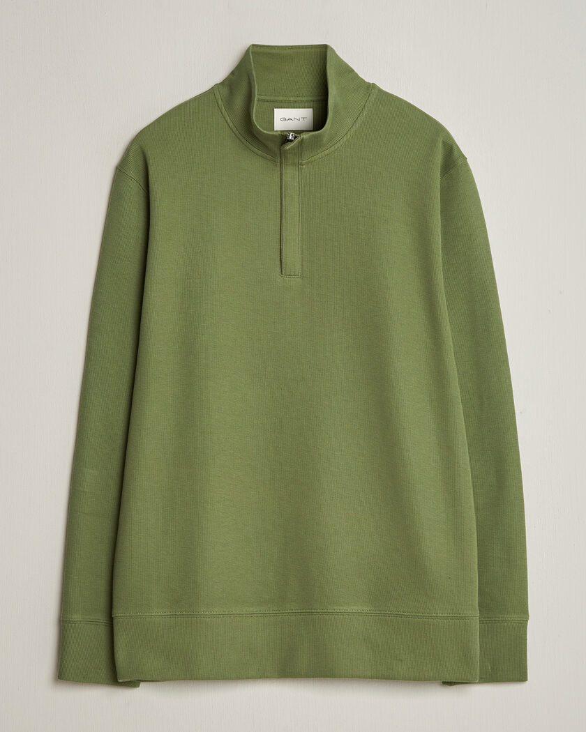 GANT Light Sacker Rib Half Zip Dry Herb Green – Groen