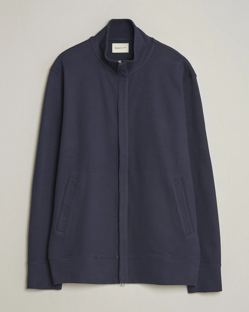 GANT Light Sacker Rib Full Zip Evening Blue – Blauw
