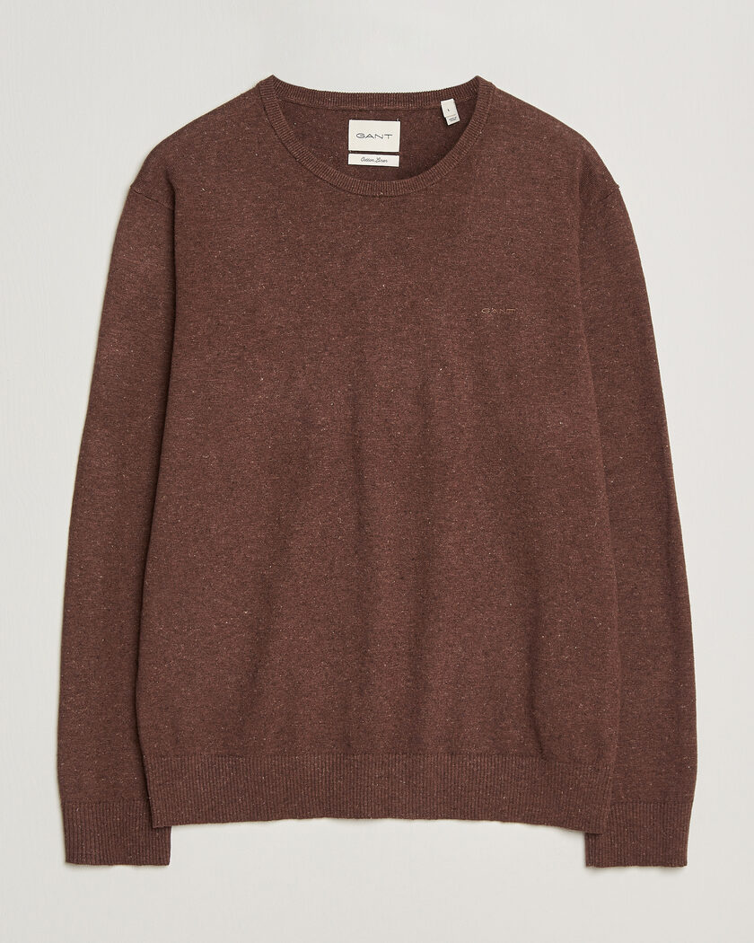 Gant Cotton/Linen Slub Knitted Sweater Hazelnut Melange – Marron